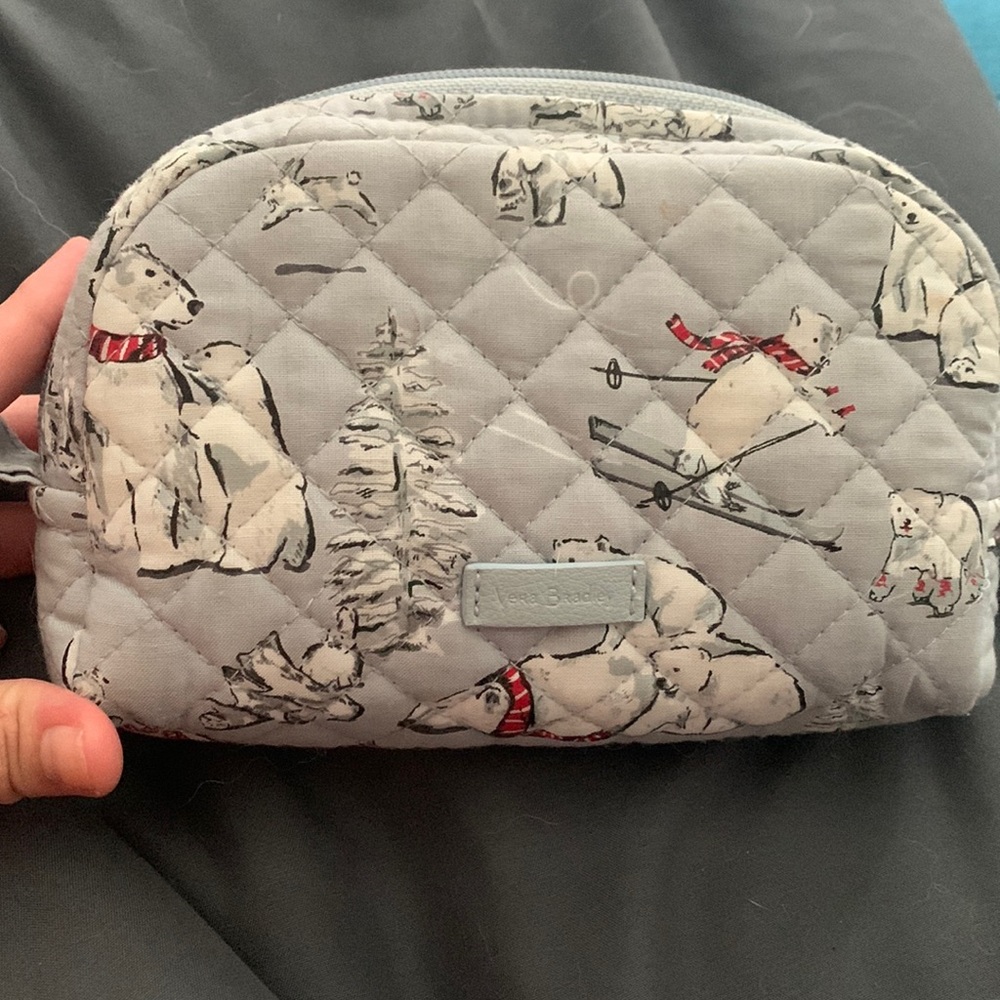Vera Bradley small cosmetic bag polar bears gray
